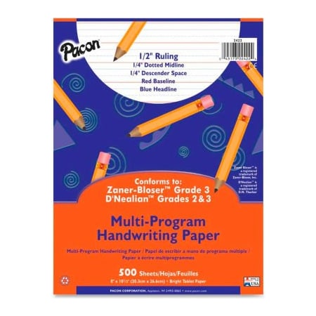 Pacon® Multi-Program Handwriting Paper, 8 X 10-1/2, 1/2 Ruling, 500 Sheets/Ream
